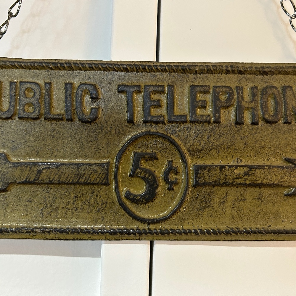 PUBLIC TELEPHONE METAL SIGN